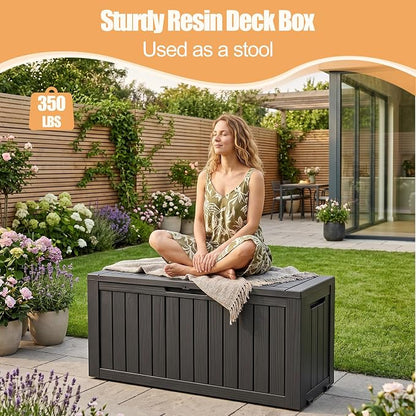 Outdoor Storage Box, Waterproof 110 Gallon Resin Deck Box - Image 5