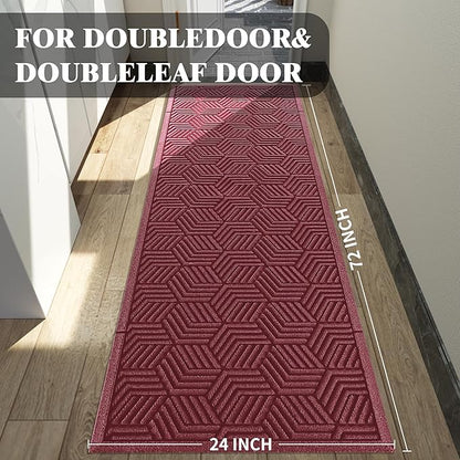 Yimobra Outdoor Indoor Runner Mat 72x24, All-Season Waterproof Entrance Mat for Front Door with Drainage Holes, Heavy Duty Non-Slip Doormat for Garage Patio Entryway, Red