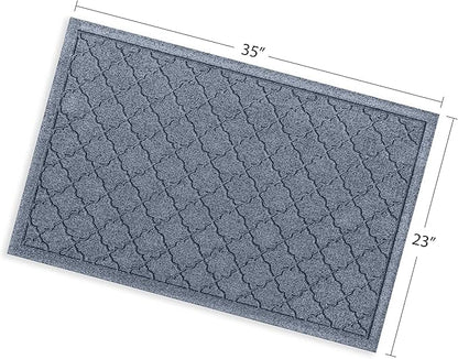 WaterHog Heavy Duty Doorway Mat, 2' x 3', Made in USA, Durable & Skid-Resistant Entryway Mat, Water-Trapping, Indoor/Outdoor Decorative Floor Covering, Cordova Collection, Bluestone