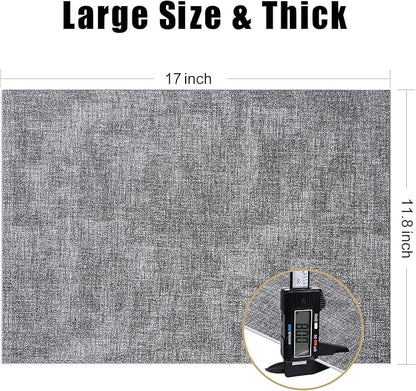 Homaxy Faux Leather Heat Resistant Placemats for Dining Table Set of 12, Waterproof Wipeable Washable PU Table Mats, Easy to Clean Anti-Slip Place Mats, 11.8" x 17", Black & White