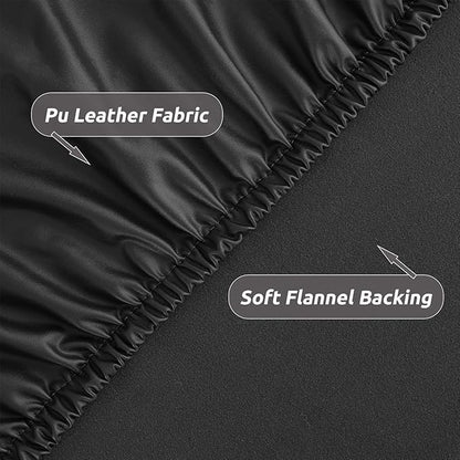 LURKA Rectangle PU Leather Table Cover/Tablecloth with Elastic Fitted Edge – Waterproof, Oil-Proof, Scratch-Resistant, Wipeable Protector for Dining, Kitchen, Outdoor Picnic, Party (Black, 6FT)