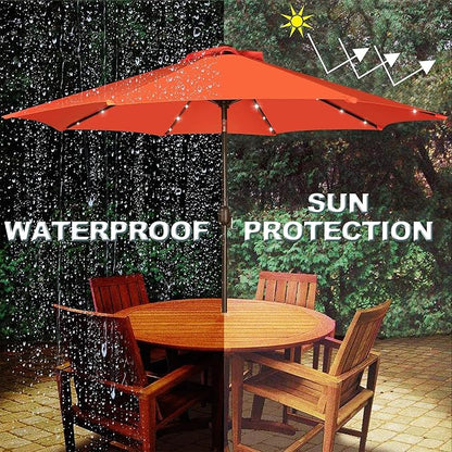 9 ft Solar Umbrella, 32 LED Lighted Patio Umbrella, Table Market Umbrella - Image 5