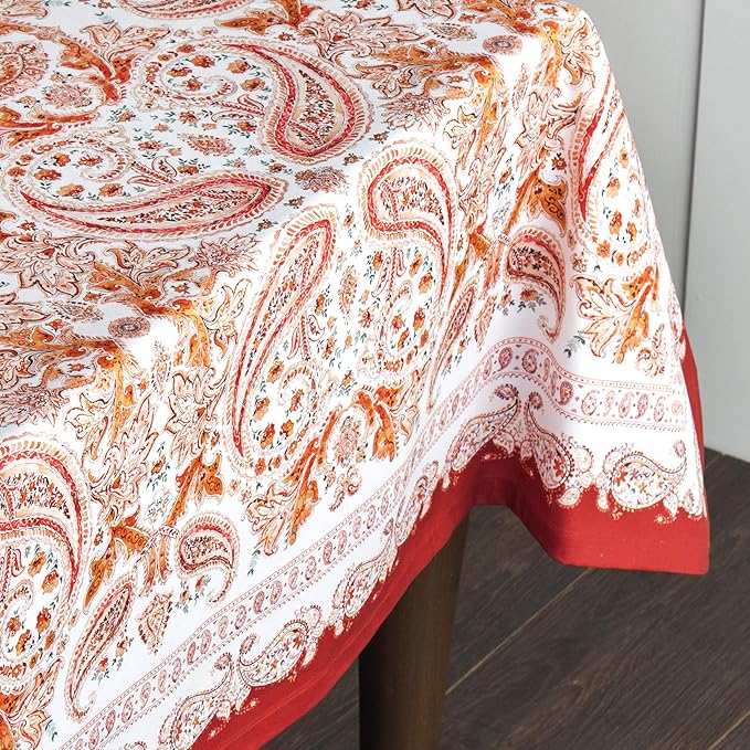 Maison d' Hermine Table Cloth Square Table 100% Cotton 54 x 54 Inches Fall Tablecloth Reusable Everyday Use for Thanksgiving Christmas Decorations Dining Farmhouse Party (Orient)