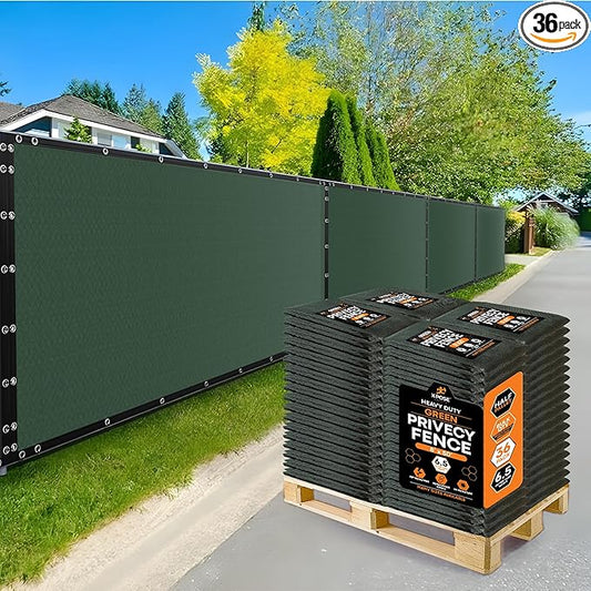 Xpose Safety Privacy Fence Screen 8’ x 50’ (36 Pack) – Heavy Duty Green Mesh with 90% Visibility Block, UV Protection – for Garden, Yard, Nursery, Kennel, Dog Run, Greenhouse