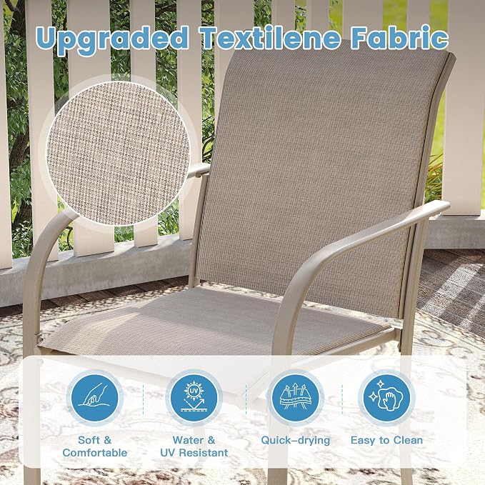 DIFY Patio Dining Chairs Set of 2, Stackable Outdoor Metal Chairs - Image 5