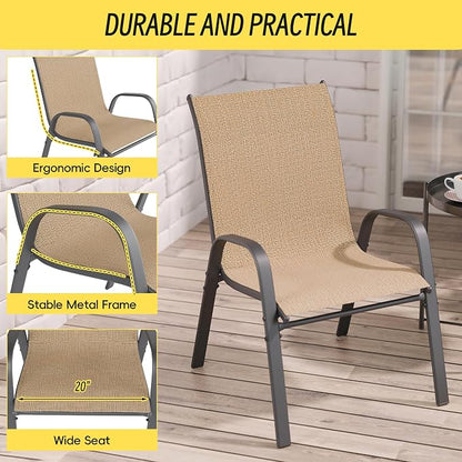 Patio Chairs Set of 4, Stackable Outdoor Dining Chairs Set - Image 6