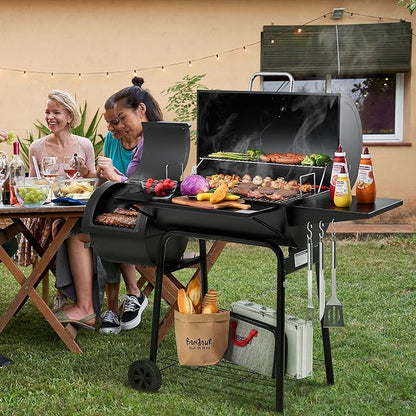 Royal Gourmet CC1830S BBQ Charcoal Grill and Offset Smoker | 823 Square Inch cooking surface, Outdoor for Camping | Black