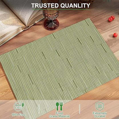 BETEAM Placemats Set of 6, Woven Vinyl Placemat for Dining Table Washable Wipeable Kitchen Place Mats Durable Indoor Outdoor Table Mats