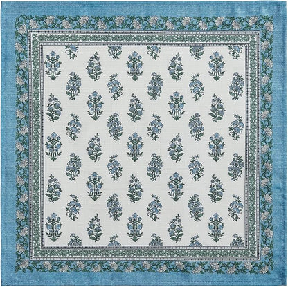 Elrene Home Fashions Tropez Paisley Block Print Coastal Stain & Water Resistant Indoor/Outdoor Cloth Dinner Napkins, Set of 4, 17"x17"