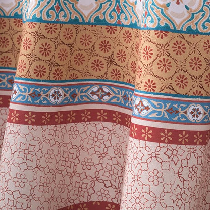 Maison d' Hermine Table Cloth Round Table 100% Cotton 63 Inches Fall Tablecloth Reusable Everyday Use for Thanksgiving Christmas Decorations Dining Farmhouse Party (Romane)