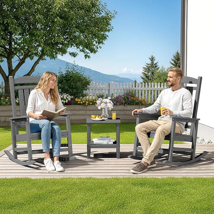 SERWALL Outdoor Rocking Chair Set of 2, Oversized Patio Rocking Chair, Yard | - Image 2