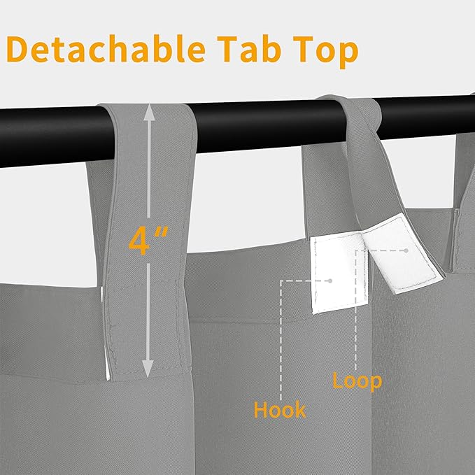 Easy-Going Outdoor Patio Curtains 2 Panels, 54x120 inch, Light Grey | Privacy - Image 2