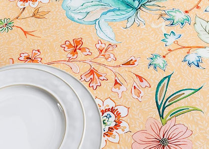 Maison d' Hermine Table Cloth Round Table 100% Cotton 63 Inches Tablecloth Reusable Decorative for Dining Room, Farmhouse, Home, Party, Festive & Wedding Spring Summer - Luxury Loft – Peach