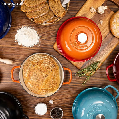 Enamelled Cast Iron Dutch Oven Pot – Dutch Oven For Sourdough Bread Baking – Cast Iron Bread Pot – Red, 6 Quarts, 26cm – by Nuovva