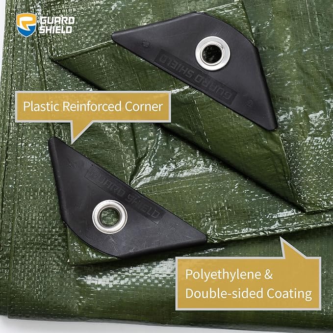 GUARD SHIELD Green Tarp Waterproof 12x14 Feet Medium Duty All Purpose Poly Tarps Cover 7mil