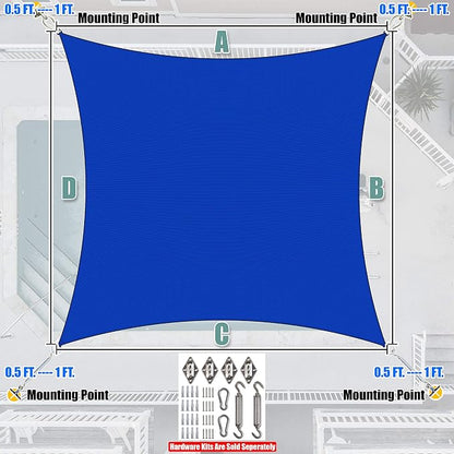 Amgo Custom Size 19' x 21' Blue Rectangle Square Sun Shade Sail UPF50+ - Image 7