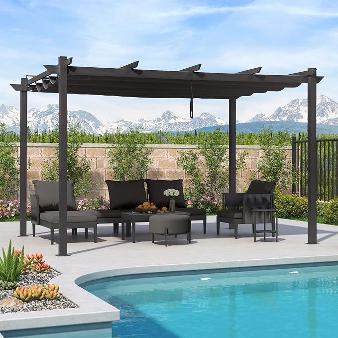 PURPLE LEAF Retractable Pergola 10' x 13' w/Double Canopy - Image 2