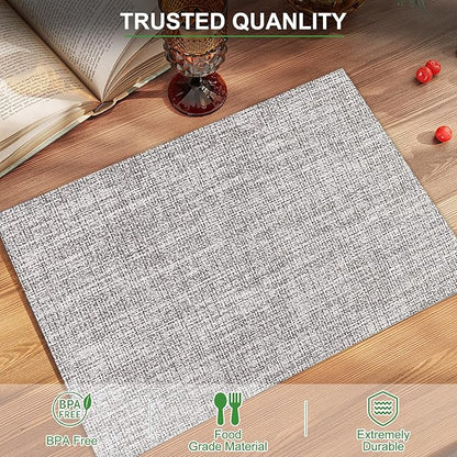 BETEAM Placemats Set of 8, Woven Vinyl Placemat for Dining Table Washable Wipeable Kitchen Place Mats Durable Indoor Outdoor Table Mats