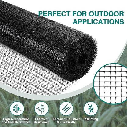 FRUITEAM Deer Fence Netting, 8FT x 100FT Heavy Duty Black PP Coated, Garden Protection Barrier, 0.7"x0.7" 70gr/sqm Mesh, Long-Lasting Yard Garden Fencing Roll