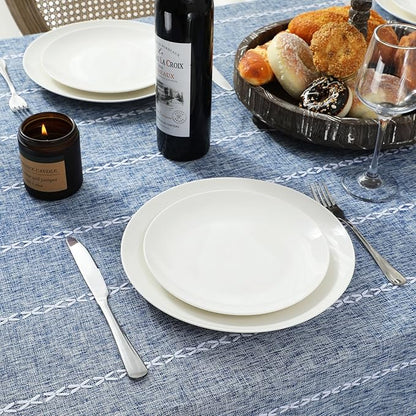 Chassic 60 x 84 inches Farmhouse Style Linen tablecloths, Wrinkle Resistant Washable Dining Room Table Cloths for Rectangle Tables - Blue