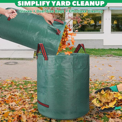 72 & 32 Gallon Reusable Yard Waste & Lawn and Leaf Bags with Handles - Tear Resistant PP Garden Trash Bags for Seasonal Cleanup, Patio, Lawn & Leaf Collection, Grass Clippings, Collapsible with Gloves