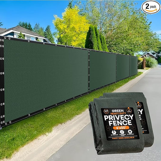 Xpose Safety Privacy Fence Screen 6’ x 50’ (2 Pack) – Heavy Duty Green Mesh with 90% Visibility Block, UV Protection – for Garden, Yard, Nursery, Kennel, Dog Run, Greenhouse