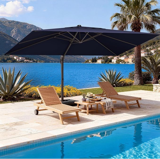 9' X 12' Cantilever Patio Umbrella Rectangle Outdoor Umbrella, 6-Level Tilt & - Image 8