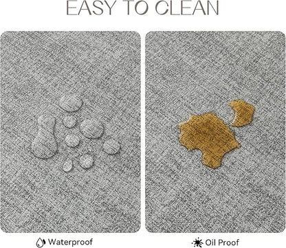 Romanstile Vinyl Placemats Set of 12-12 X 17 Inch - Heat Resistant Place Mats 100% Waterproof Oilproof Wipeable Reversible Faux Leather Table Mats for Kitchen, Dining, Party, Outdoor, Light Grey