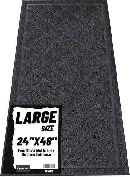 Front Door Mat Indoor Outdoor Entrance, 24" x 48" All-Season Heavy Duty Waterproof Doormat, Non-Slip Absorbent Entryway Mat, Easy to Clean, Low Profile Commercial Floor Mat for Indoor Outdoor
