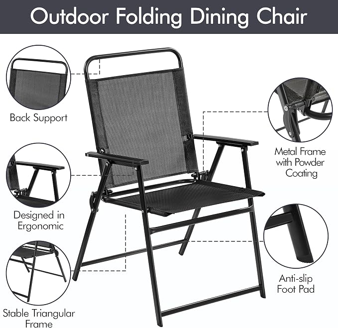 Yaheetech Outdoor Patio Chairs Set of 2, Folding Lawn Chair, no assembly - Image 7