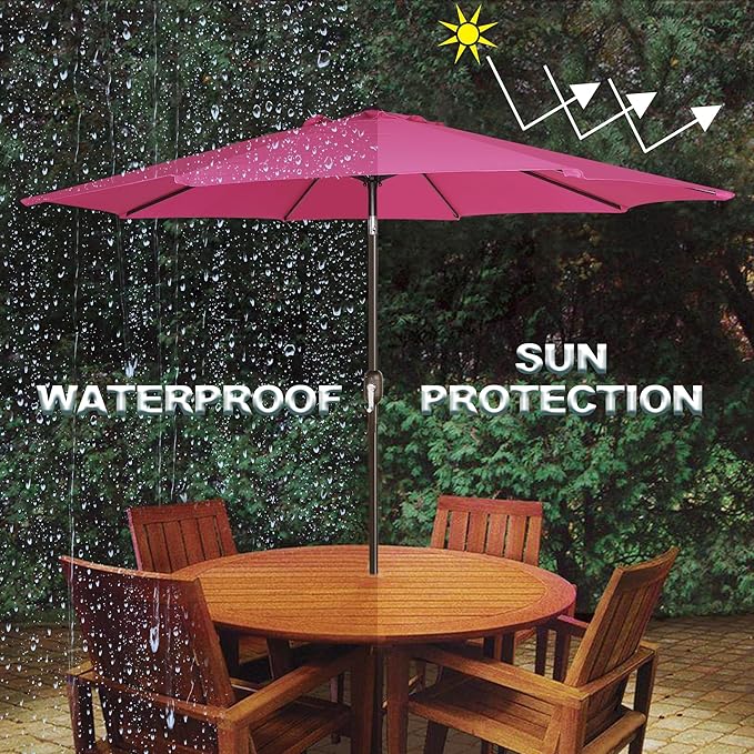 9' Outdoor Patio Umbrella, Outdoor Table Umbrella, Yard Umbrella, Market - Image 6