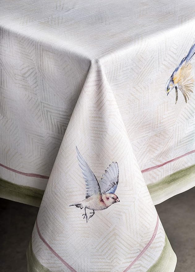Maison d' Hermine Table Cloth Square Table 100% Cotton 60 x 60 Inches Tablecloth Reusable Decorative Everyday Use for Dining Room, Farmhouse, Home Party, Festive & Wedding Spring Summer - Flying Birds