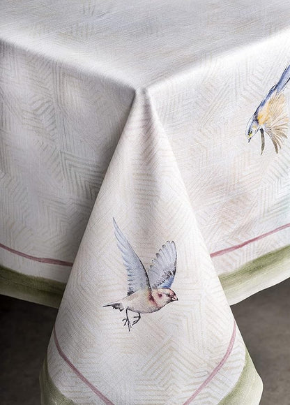 Maison d' Hermine Table Cloth Rectangle Table 100% Cotton 60 x 108 Inches Tablecloth Reusable Decorative for Dining Room, Farmhouse, Home, Party, Festive & Wedding Spring Summer - Flying Birds