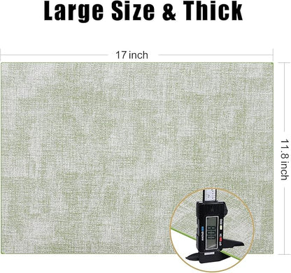 Homaxy Faux Leather Heat Resistant Placemats for Dining Table Set of 12, Waterproof Wipeable Washable PU Table Mats, Easy to Clean Anti-Slip Place Mats, 11.8" x 17", Grass Green