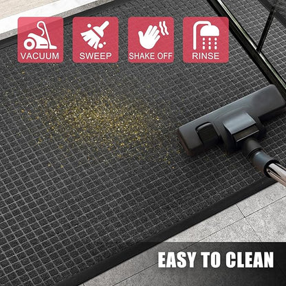 Kuyal Front Door Mat, 4'*6' Door Mat for Inside Outside Entrance,Waterproof Welcome Mats with Non-Slip Backing, Indoor Outdoor Entryway, Commercial Floor Mats, Durable & Easy to Clean, Dark Gray