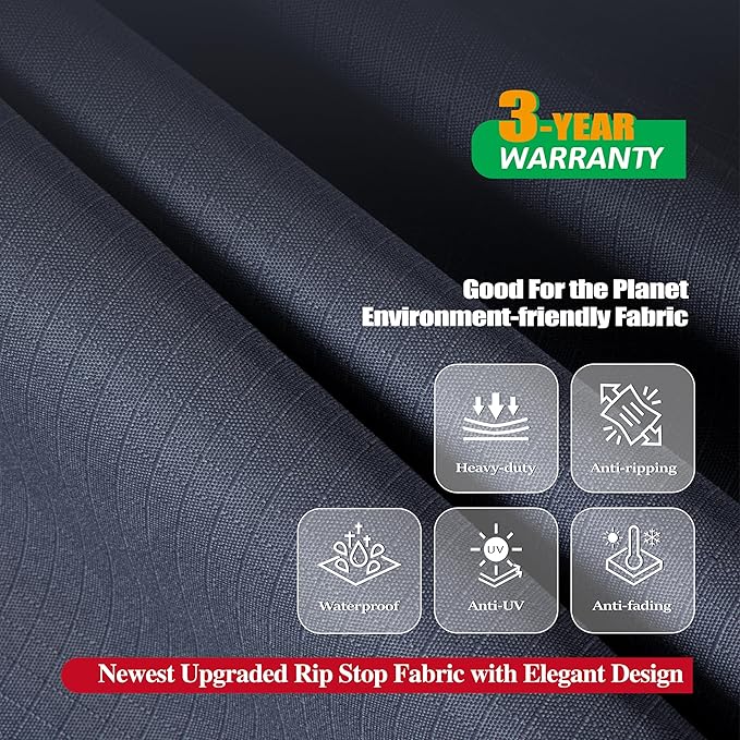 F&J Outdoors Patio Furniture Covers, Heavy Duty Tear Resistant Waterproof UV Resistant Windproof Outdoor Furniture Cover, Grey, 72" Dia x 31" H