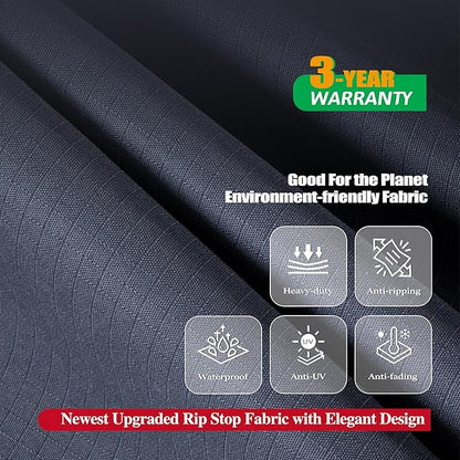 F&J Outdoors Patio Furniture Covers, Heavy Duty Tear Resistant Waterproof UV Resistant Windproof Outdoor Furniture Cover, Grey, 72" Dia x 31" H