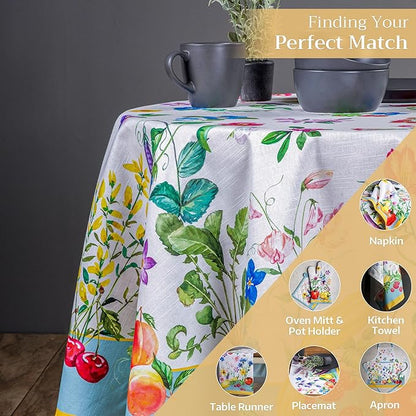 Maison d' Hermine Table Cloth Round Table 100% Cotton 69 Inches Tablecloth Reusable Decorative Everyday Use for Dining Room, Farmhouse, Home, Party, Festive & Wedding Spring Summer - Giverny