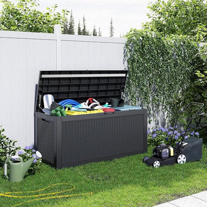 PatioZen 150 Gallon Resin Deck Box, Lockable Patio Outdoor Storage Box - Image 5