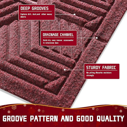 Yimobra Extra Large Door Mat 60x32, All-Season Waterproof Outdoor Mats for Front Door Entrance with Drainage Holes, Heavy Duty Non-Slip Doormat for Garage Patio Entryway Indoor, Red