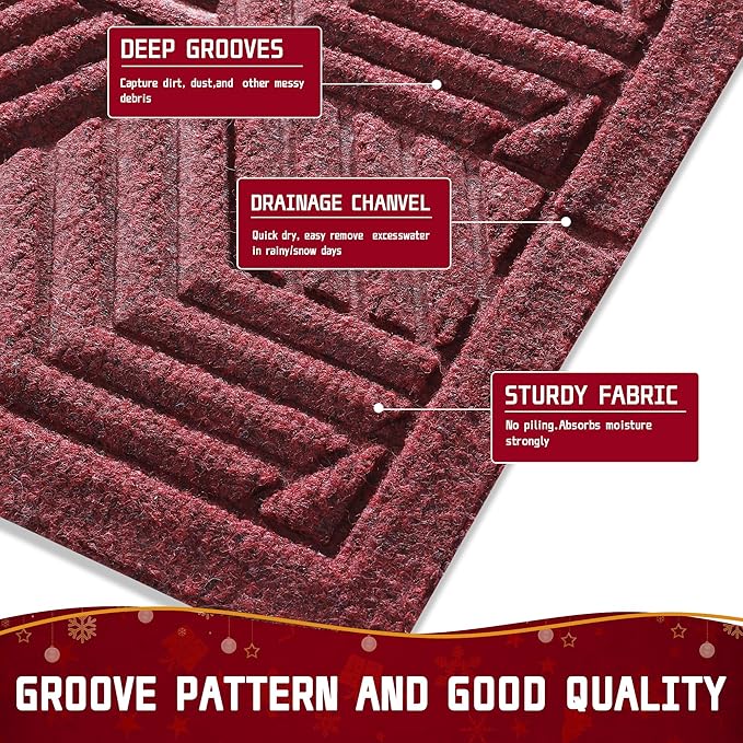 Yimobra Large Door Mat 47x24, All-Season Waterproof Outdoor Mats for Front Door Entrance with Drainage Holes, Heavy Duty Non-Slip Doormat for Garage Patio Entryway Indoor, Red
