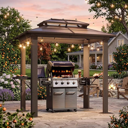 Aoxun 8'x5' Grill Gazebo with Polycarbonate Double Roof by Aoxun