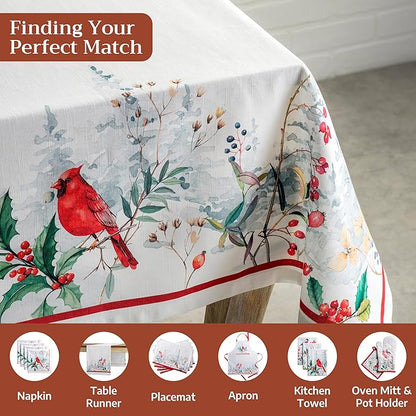 Maison d' Hermine Table Cloth Rectangle Table 100% Cotton 60 x 90 Inches Fall Tablecloth Reusable Everyday Use for Thanksgiving Christmas Decorations Dining Farmhouse Party (Morzine)
