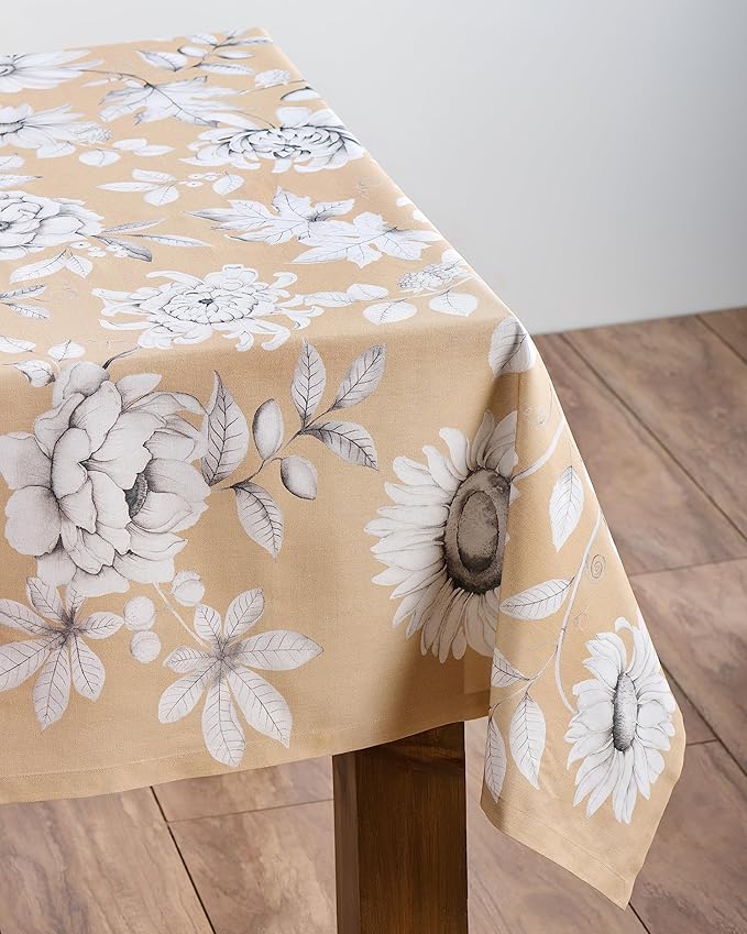 Maison d' Hermine Table Cloth Rectangle Table 100% Cotton 60 x 108 Inches Fall Tablecloth Reusable Everyday Use for Thanksgiving Christmas Decorations Dining Farmhouse Party (Pretty Autumn)