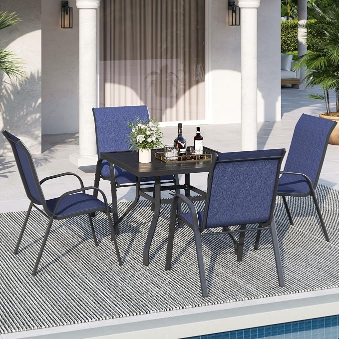 Patio Dining Chairs Set of 4, Outdoor Stackable Chairs, Pool Deck - Image 2