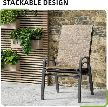Patio Chairs Set of 2, Outdoor Stackable Dining Chairs - Image 5