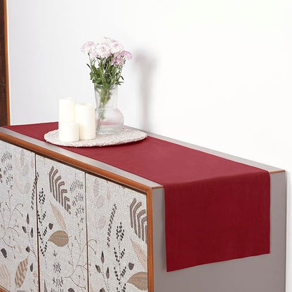 D'Moksha Homes Linen Red Table Runner 144 Inches Long - 100% Pure Linen Extra Long Table Runner 14 x 144 Inch for Valentines, Holiday - Machine Washable