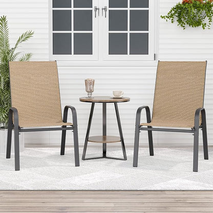 Patio Chairs Set of 2, Outdoor Dining Chairs Stackable - Image 2