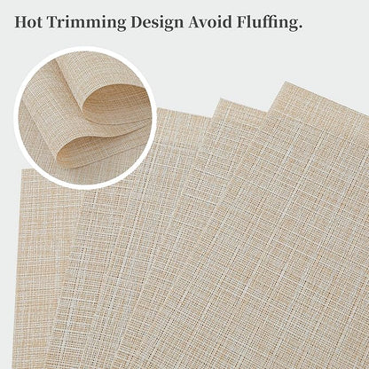 Leetaltree Beige Placemats Set of 20 - Heat Resistant Non-Slip Place mats for Dining Table, Washable Durable PVC Vinyl Woven Table Mats(Beige, 20)