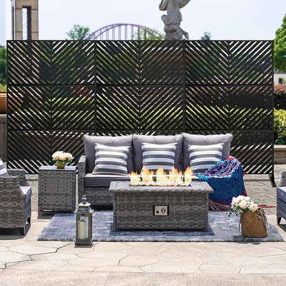 72" H×47" W Metal Privacy Screen, Outdoor Indoor Privacy Screens with Stand Panels, Free Standing Decorative Privacy Screen for Patio